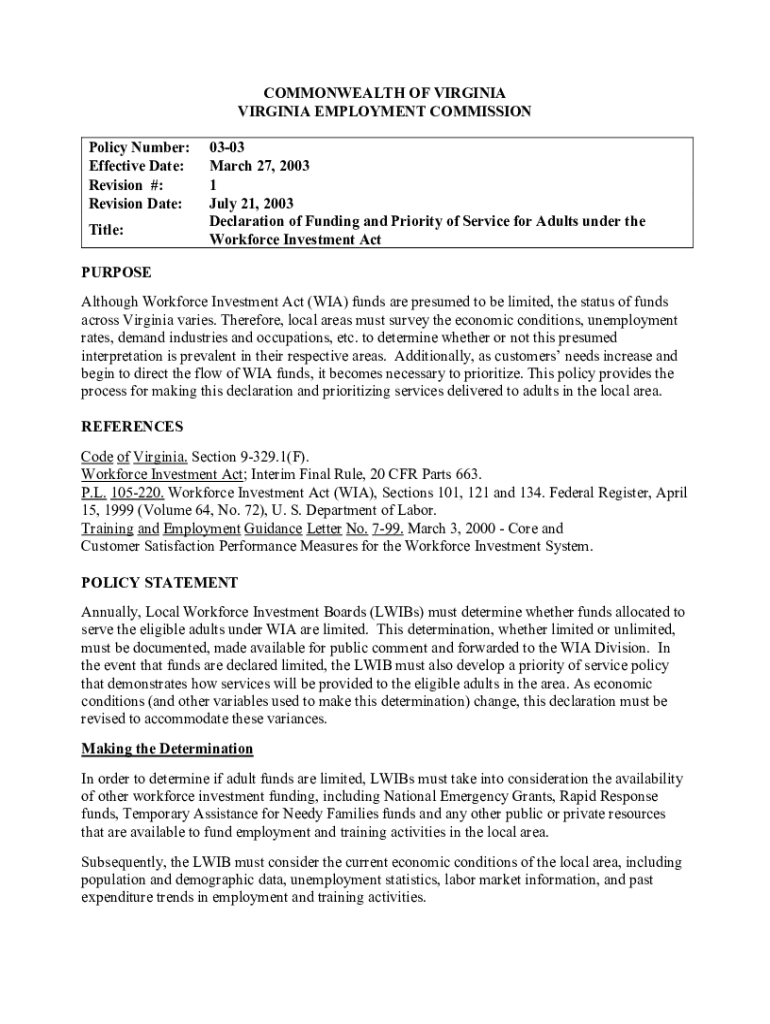 Fillable Online Existing Worker Strategy Virginia Employment