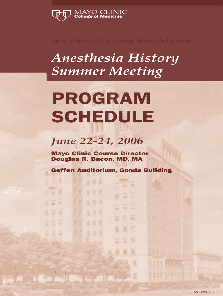 Fillable Online mayo CME  Only Anesthesia Schedule MC803835