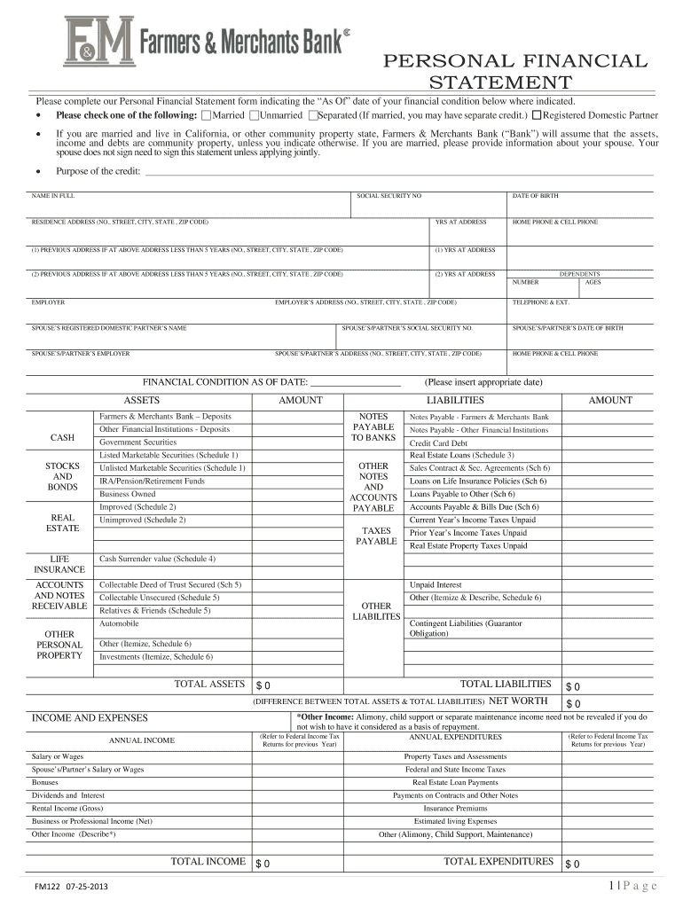 2013 Form F&M FM122 Fill Online, Printable, Fillable, Blank pdfFiller