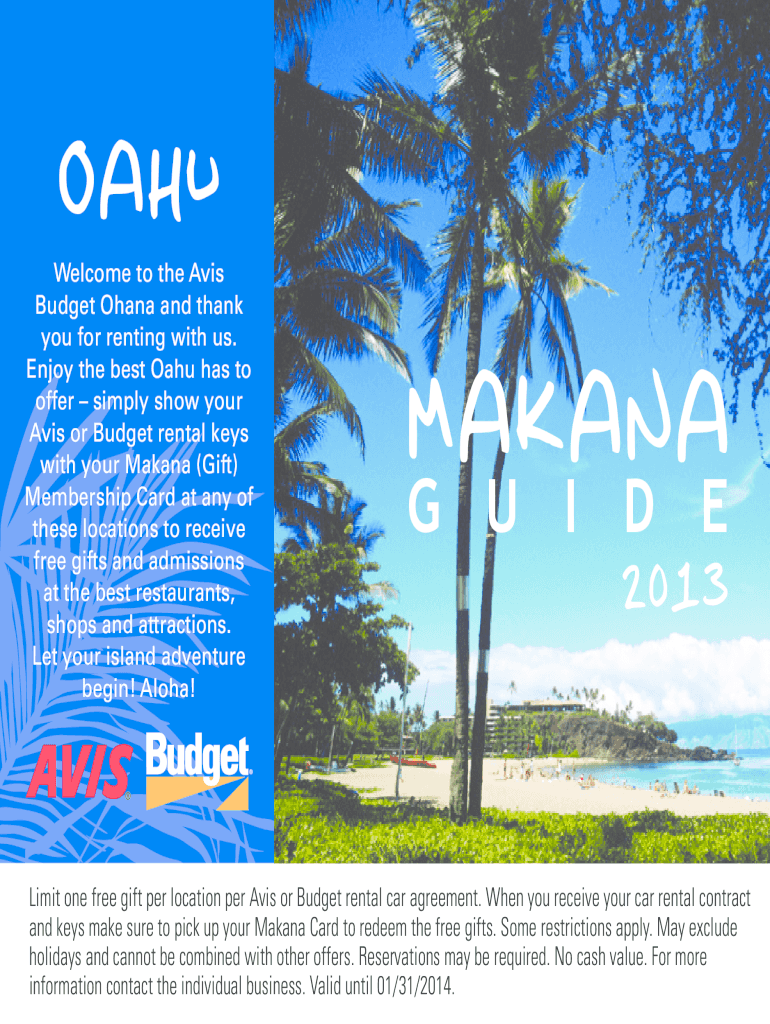 Fillable Online Car Rental at Honolulu International Airport (HNL)Avis Rent Fax Email Print