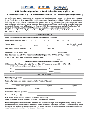 Fillable Online kippma KIPP Academy Lynn Charter Public School Lottery