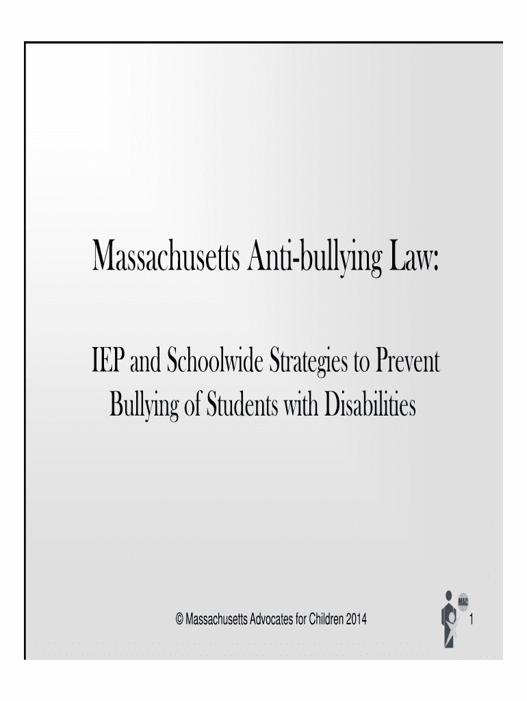 Fillable Online Massachusetts Antibullying Law Fax Email Print