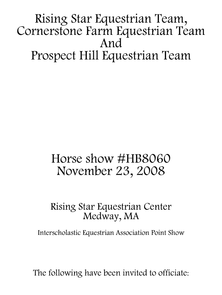 Fillable Online rideiea Rising Star Equestrian Team Cornerstone Farm