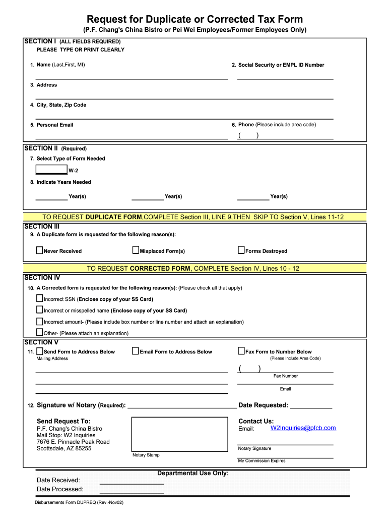 Pei Wei Request Corrected Online Fill Online, Printable, Fillable