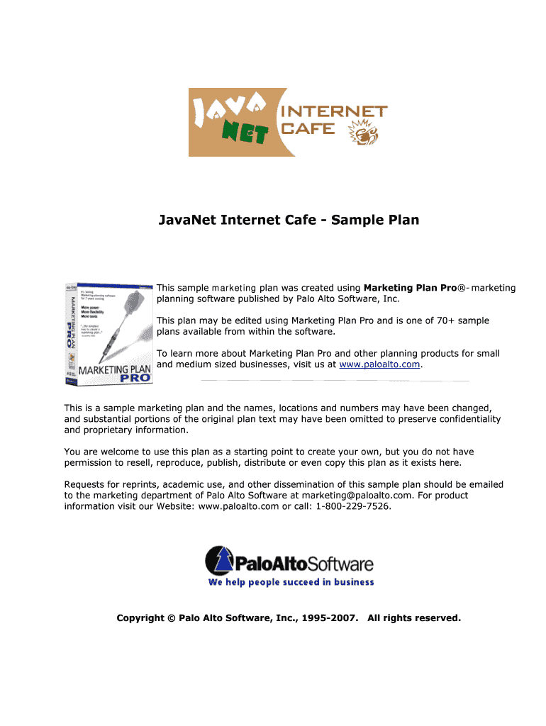 Fillable Online Cafe Sample Plan Palo Alto