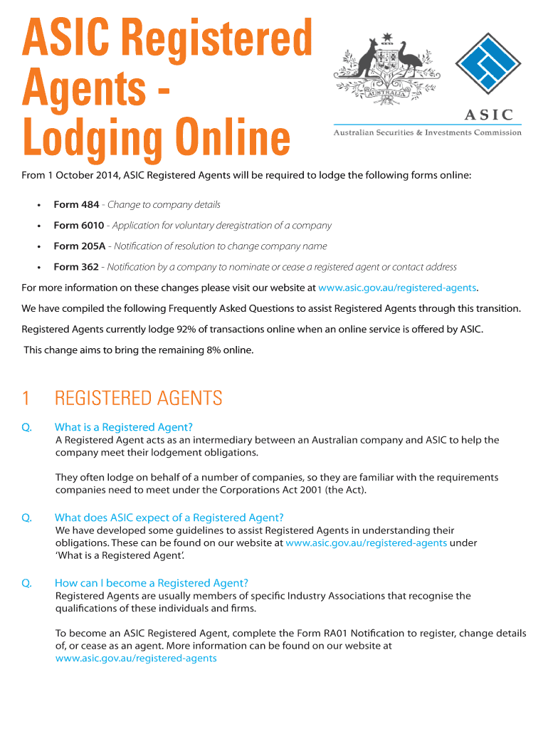 Fillable Online ASIC Registered Fax Email Print pdfFiller