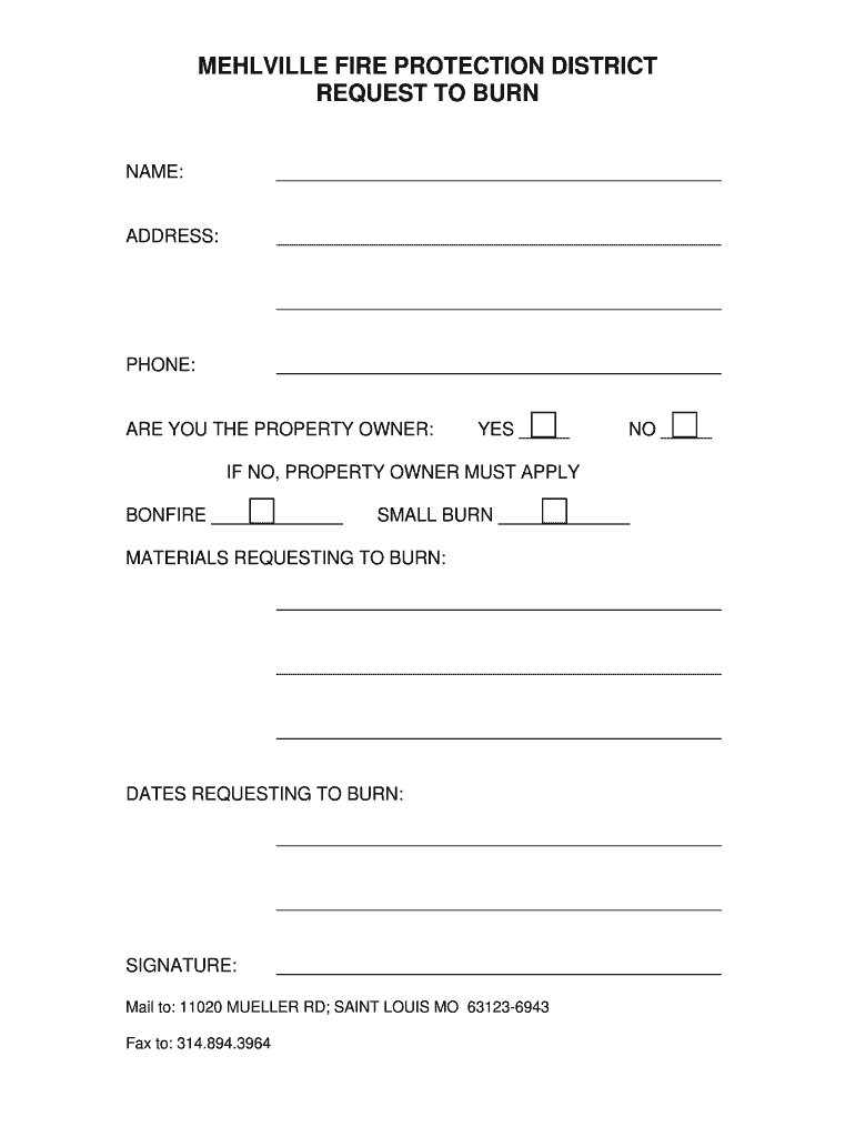 Fillable Online Burn Permit Request formdoc Fax Email Print pdfFiller