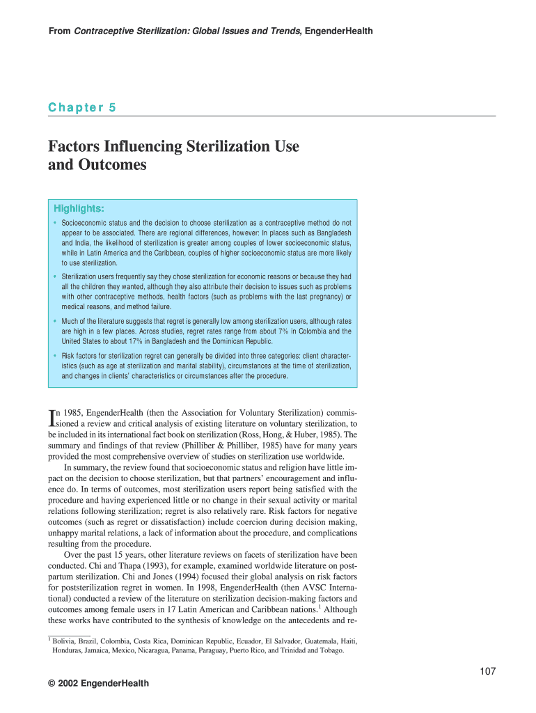 Fillable Online Factors Influencing Sterilization Use Fax Email Print