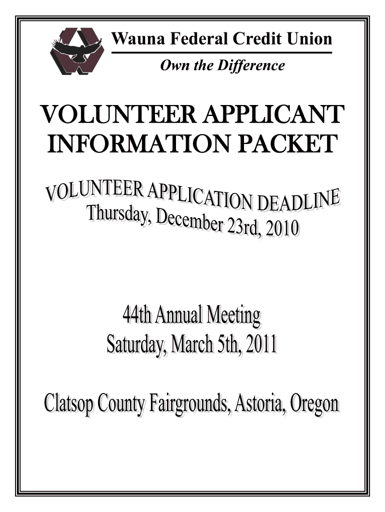 Fillable Online waunafcu TO WAUNA FEDERAL CREDIT UNION MEMBERS