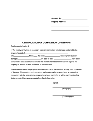 Roofing Certificate Of Completion - Fill Online, Printable, Fillable