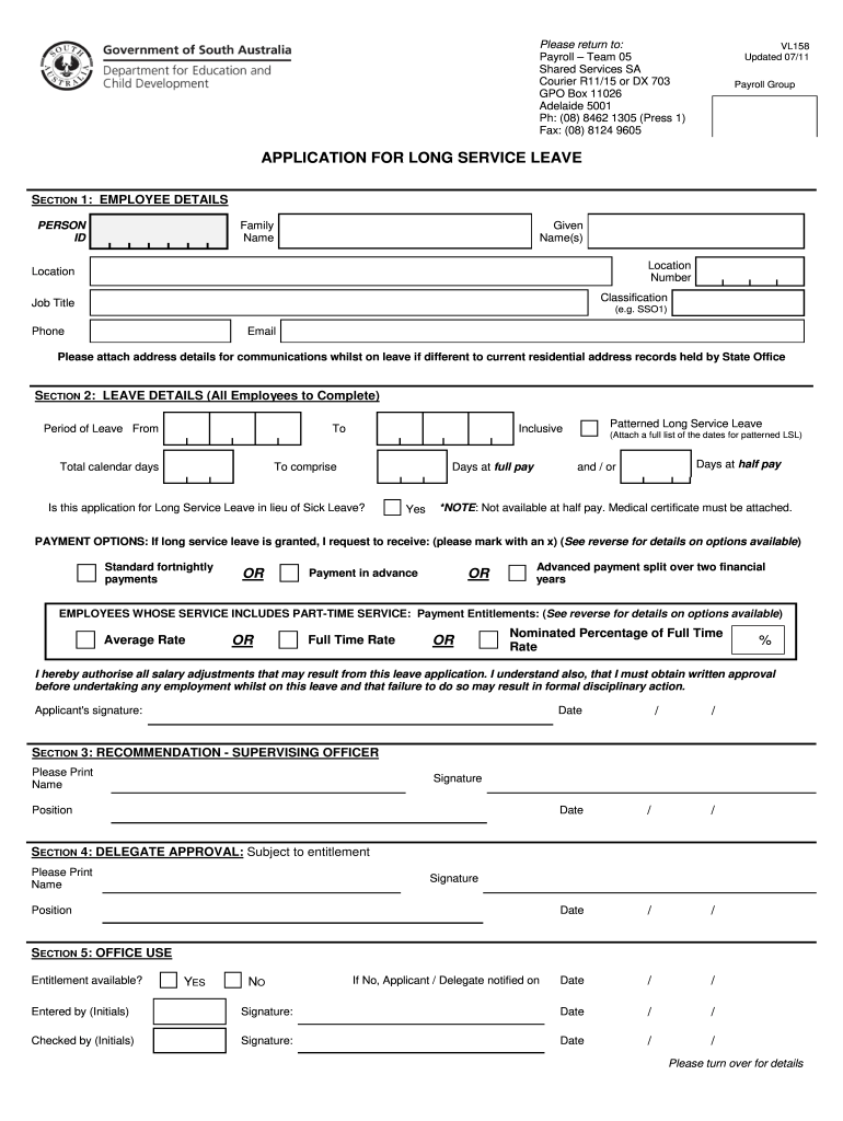 Long service leave application Fill out & sign online DocHub