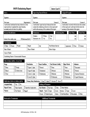 BOFS Embalming Report Intern Case - Fill and Sign Printable Template Online