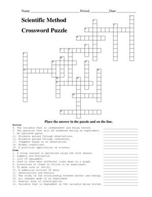 Scientific Method Crossword - Fill and Sign Printable Template Online