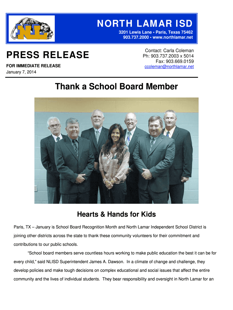 Fillable Online Thank a School Board Member Fax Email Print pdfFiller