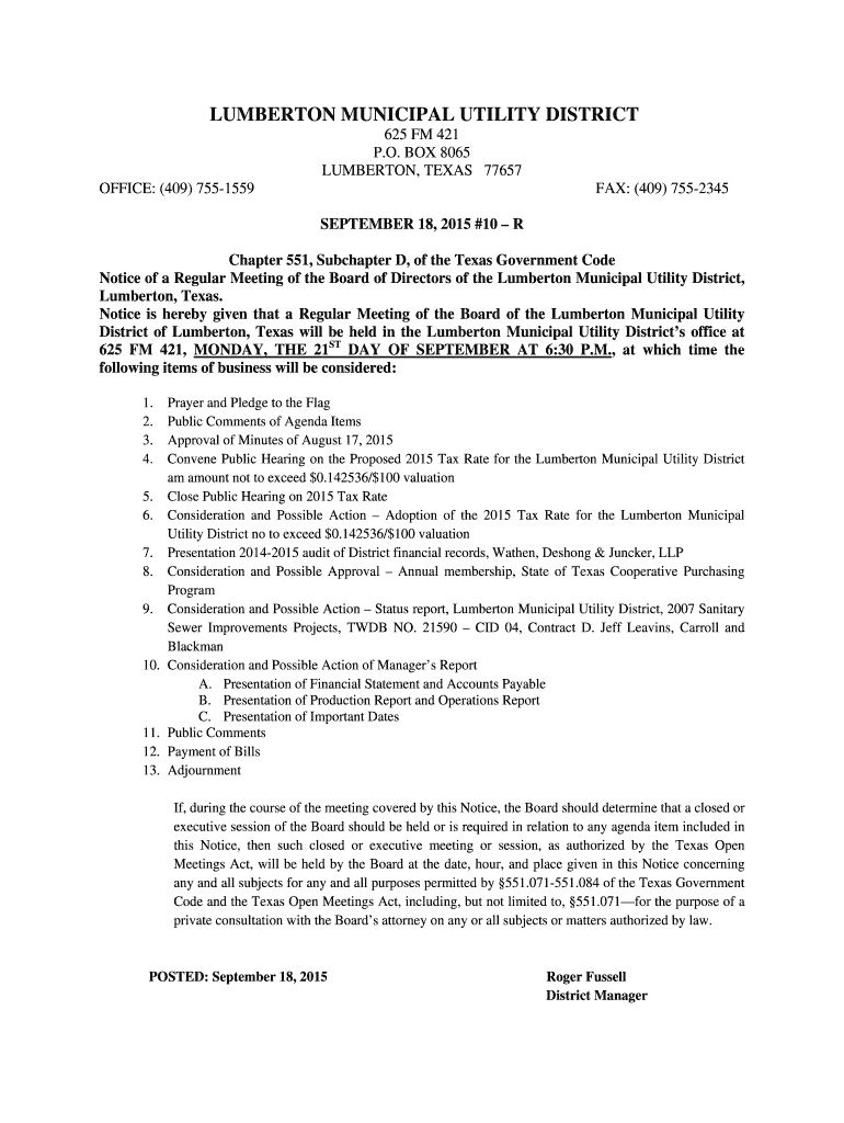 Fillable Online LUMBERTON MUNICIPAL UTILITY DISTRICT Fax Email Print