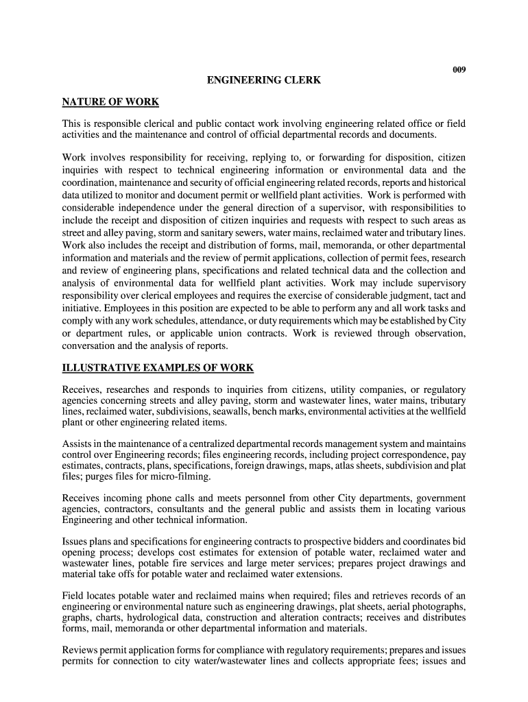 Fillable Online Sample Clerical Job Description Best Job Interview