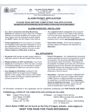 Fillable Online calgary Alarm permit application - The City of Calgary