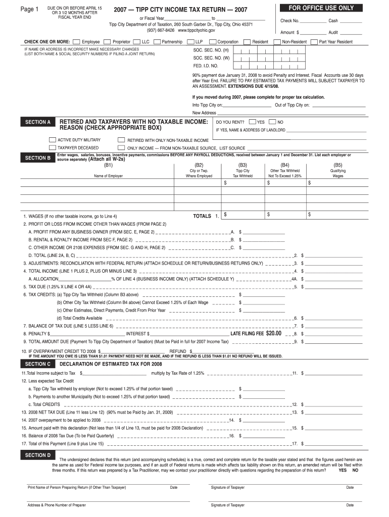 TIPPCITY tax form 2003 Tipp City, Ohio tippcityohio Fill out