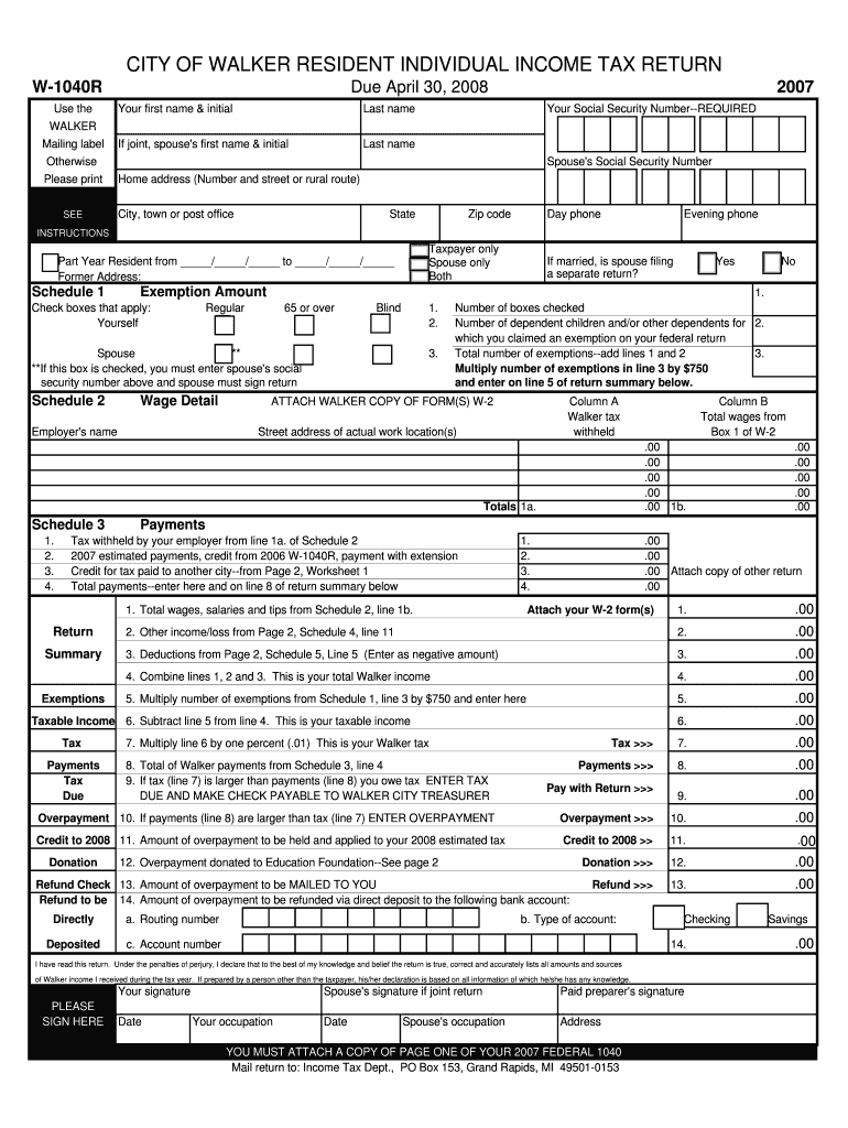 Fillable Online ci walker mi 2007 Residential Booklet City of Walker
