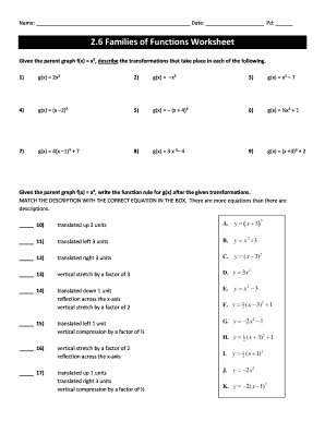 Families Of Functions Worksheet Pdf - Fill Online, Printable, Fillable