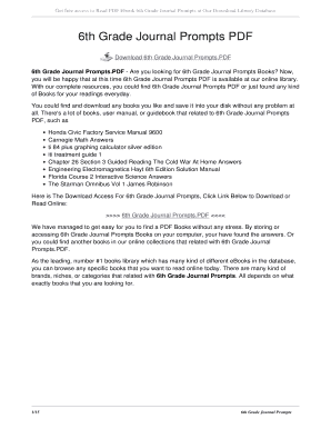 Fillable Online steelgiant 6th Grade Journal Prompts PDF 6th grade