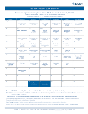 barbri schedule summer 2023 Fillable Online Indiana / Course Schedule - Barbri Bar Review Fax Email Print - Pdffiller