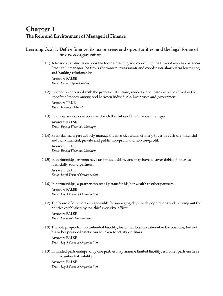 Financial Management Test Bank Pdf Fill Online, Printable, Fillable