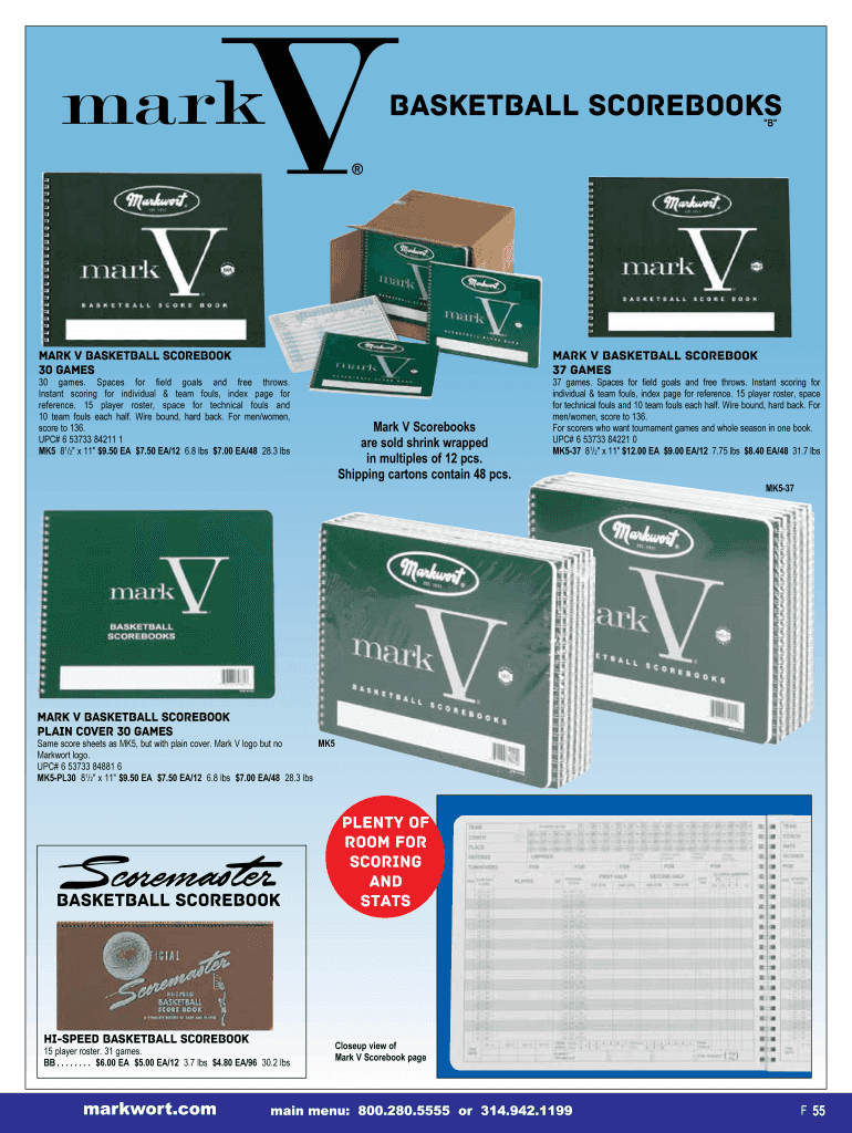 Fillable Online Mark V Basketball Scorebook Fax Email Print pdfFiller
