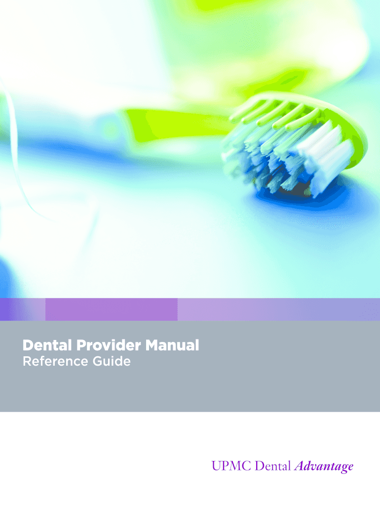Fillable Online Dental Provider Manual UPMC Health Plan Fax Email