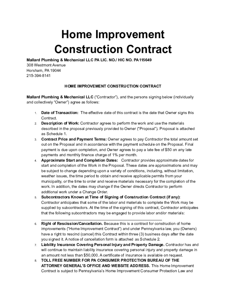 Home improvement contract Fill out & sign online DocHub