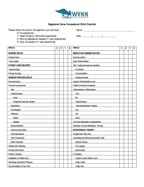 Fillable Online wvnurses Registered Nurse Competency Skills Checklist