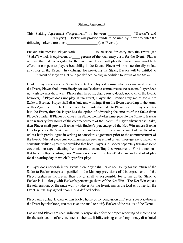 Poker staking contract Fill out & sign online DocHub