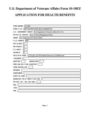 Fillable Online U.S. Department of Veterans Affairs Form 10-10EZ