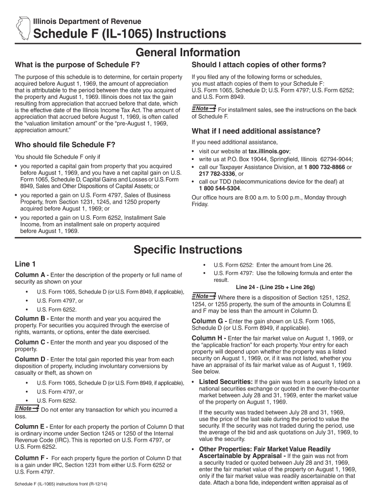 Fillable Online revenue state il Schedule F IL1065 Instructions(09)