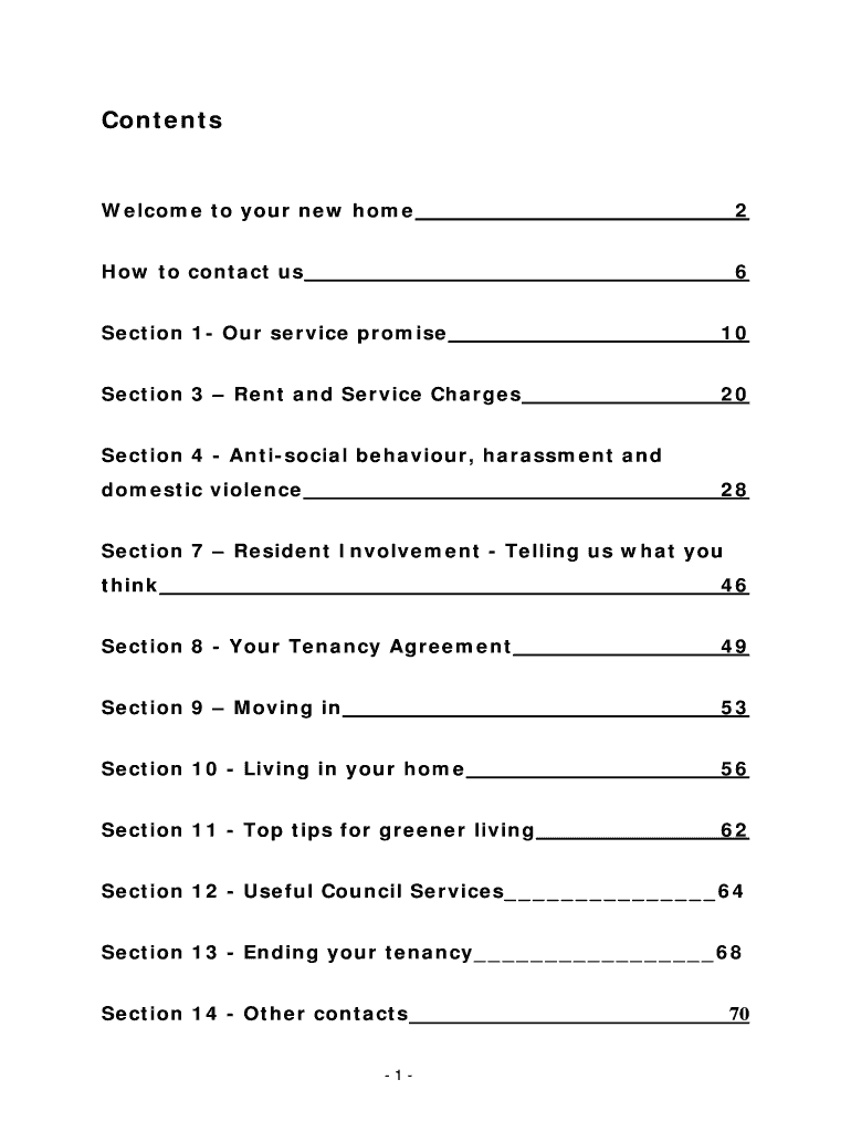 Fillable Online bce hydehousing co Tenants Handbook Draft Sections Fax