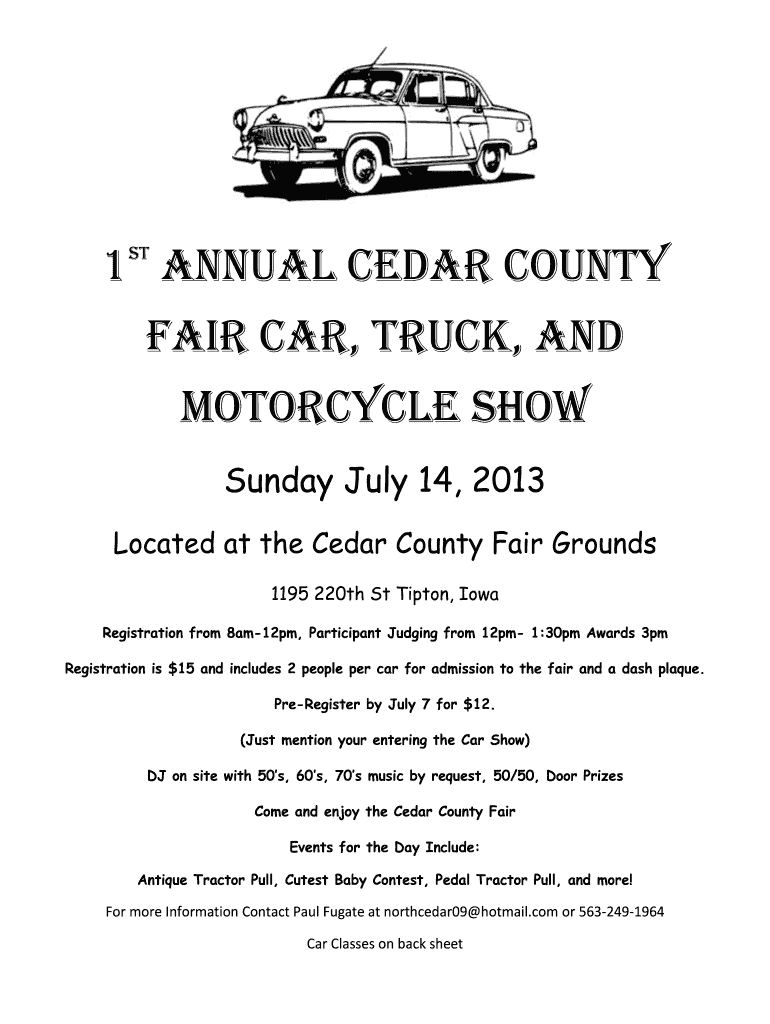 Fillable Online Fair Car truck and Motorcycle Show Fax Email Print