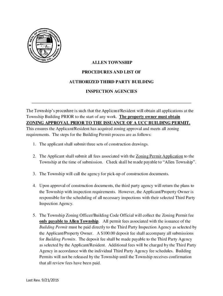 Fillable Online Allen Township Zoning Permit revised 01june20 Fax Email