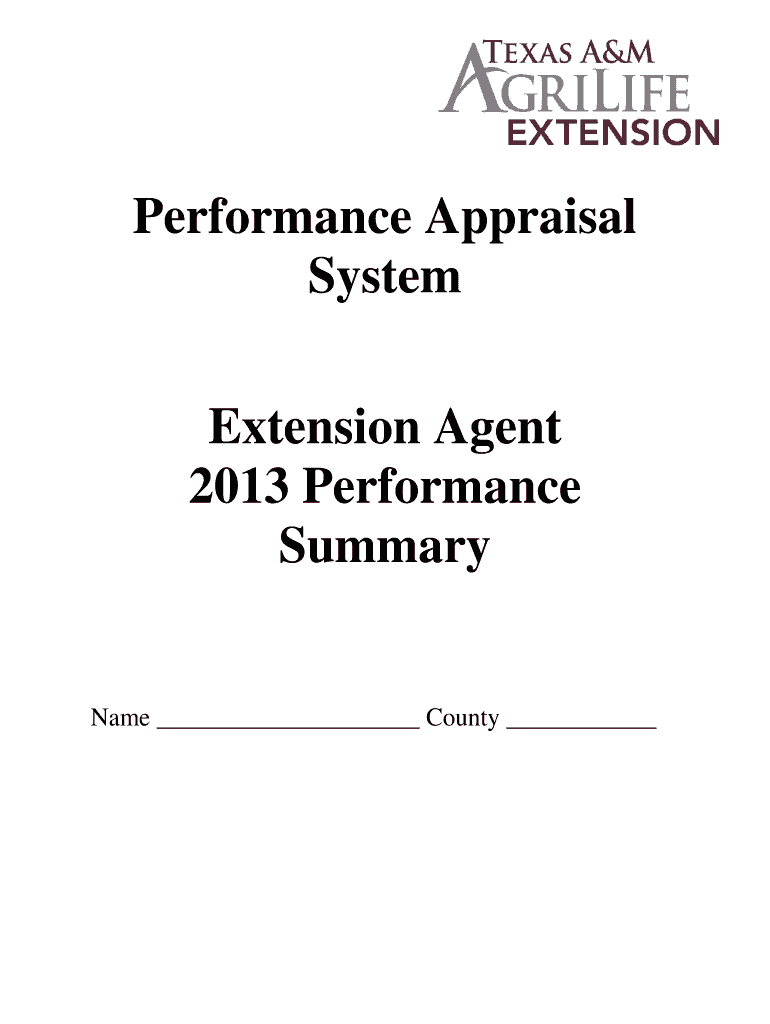 Fillable Online countyprograms tamu Performance Appraisal System