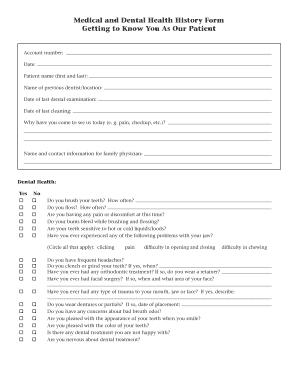 Dental Health History Form Template - Fill and Sign Printable Template