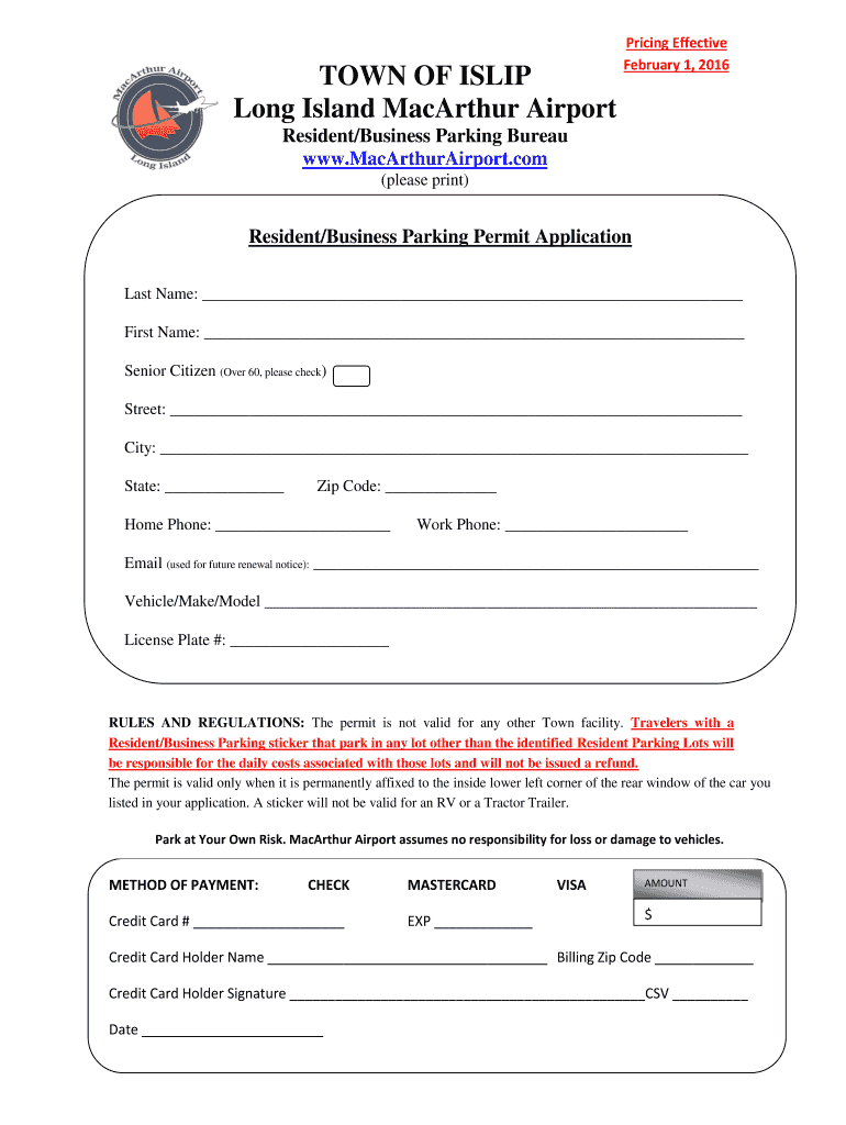 Town Of Islip Parking Permit Fill Online, Printable, Fillable, Blank