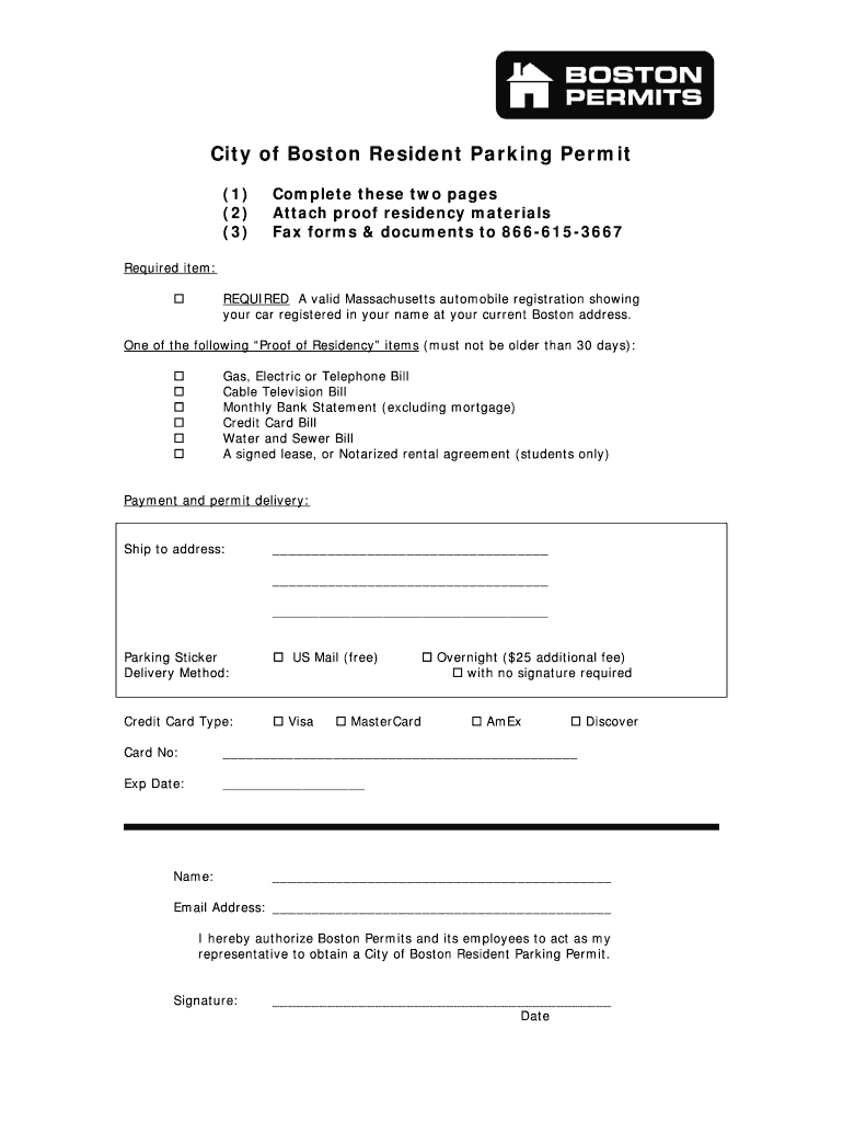Fillable Online Boston Resident Parking Permit Fax