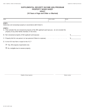 18 Printable Application For Supplemental Security Income Forms and
