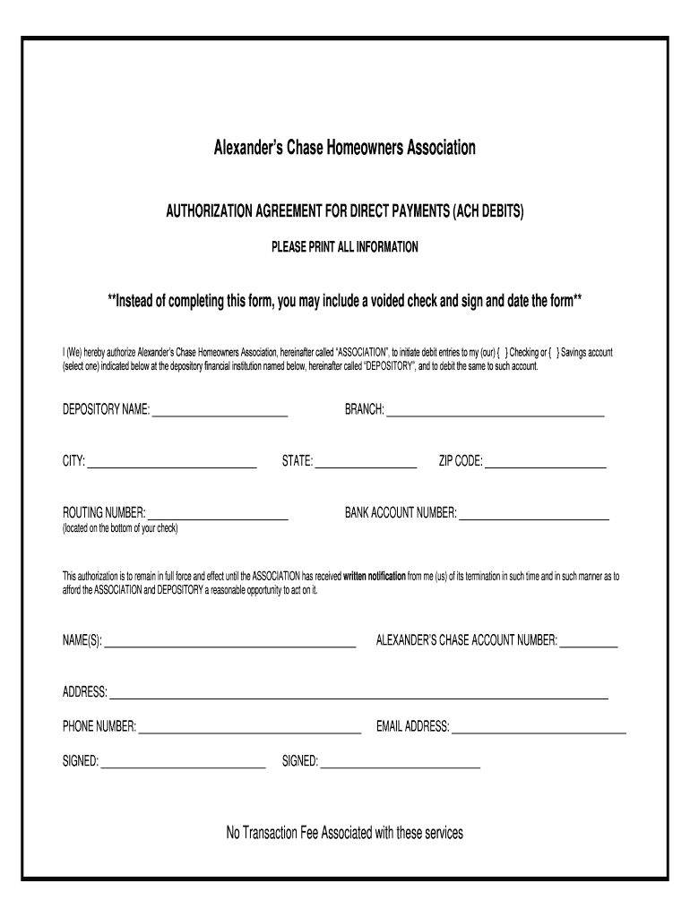 Fillable Online Alexanders Chase Homeowners Association Fax Email Print pdfFiller