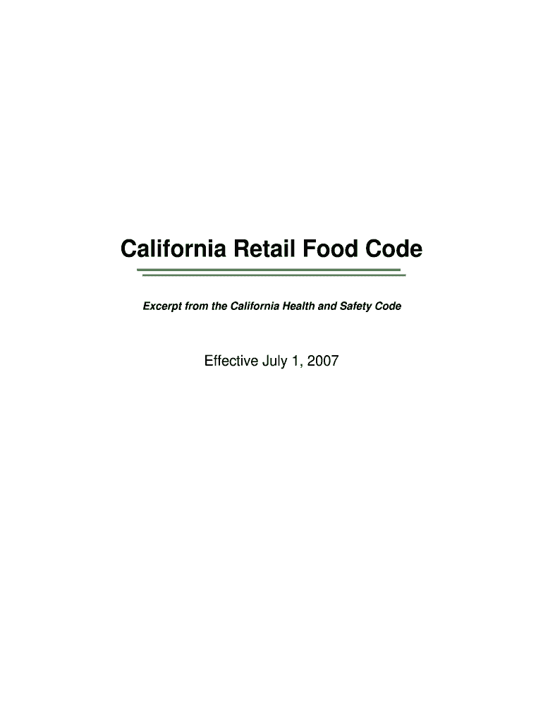 Fillable Online California Retail Food Code Fax Email Print pdfFiller