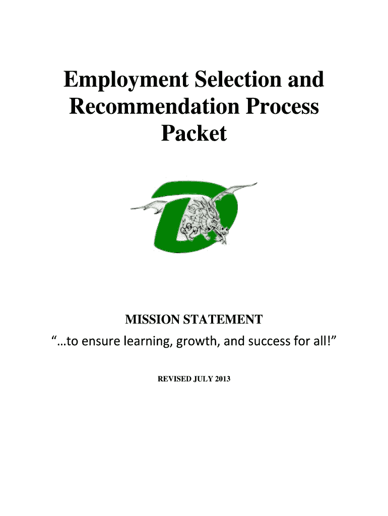 Fillable Online desoto k12 mo Employment Selection
