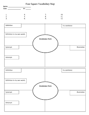 Four Square Vocabulary Map - Dearborn Public Schools - Fill and Sign