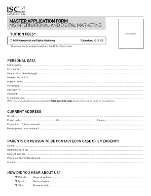 Fillable Online MASTER APPLICATION FORM MS INTERNATIONAL AND DIGITAL
