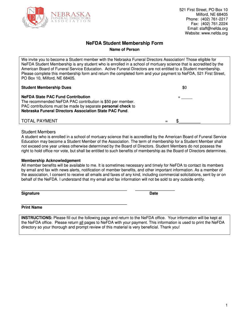 Fillable Online nefda Nebraska Funeral Fax Email Print pdfFiller