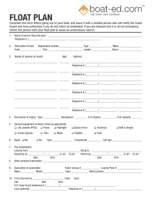 Float Plan - Fill Online, Printable, Fillable, Blank | Pdffiller