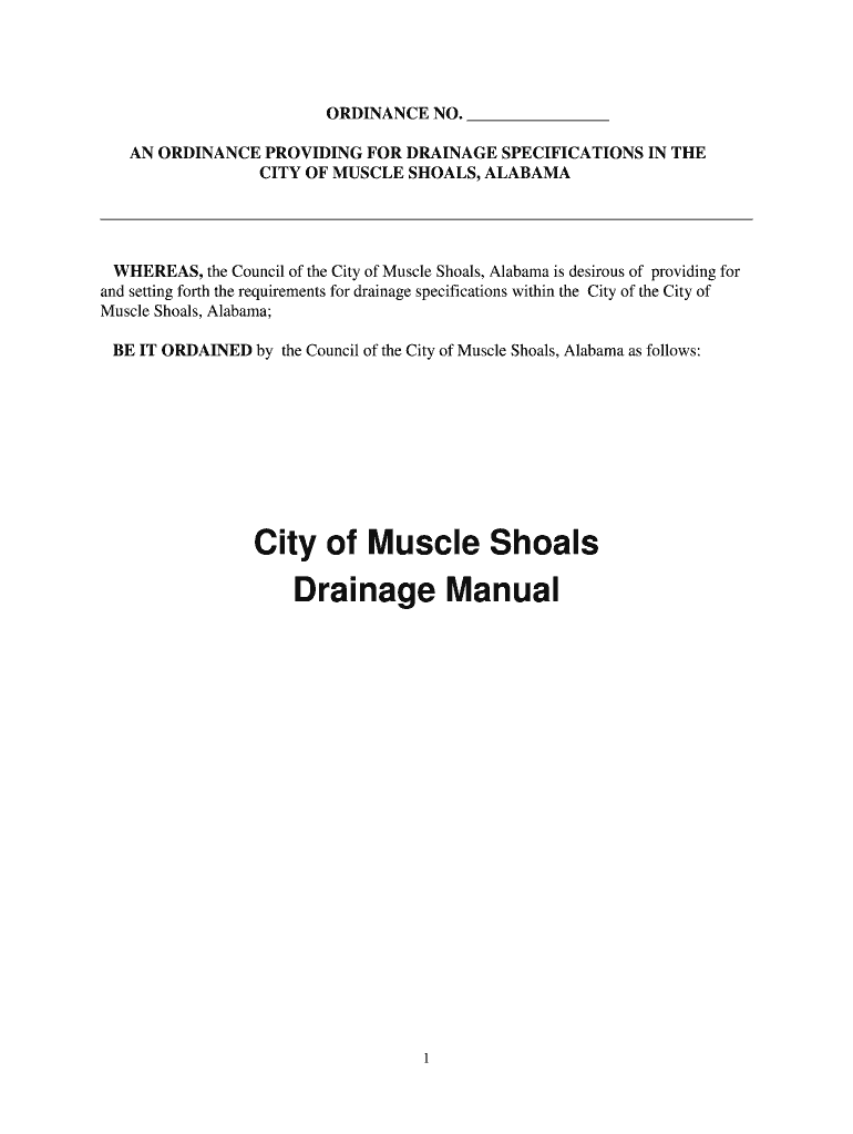 Fillable Online AN ORDINANCE PROVIDING FOR DRAINAGE Muscle Shoals